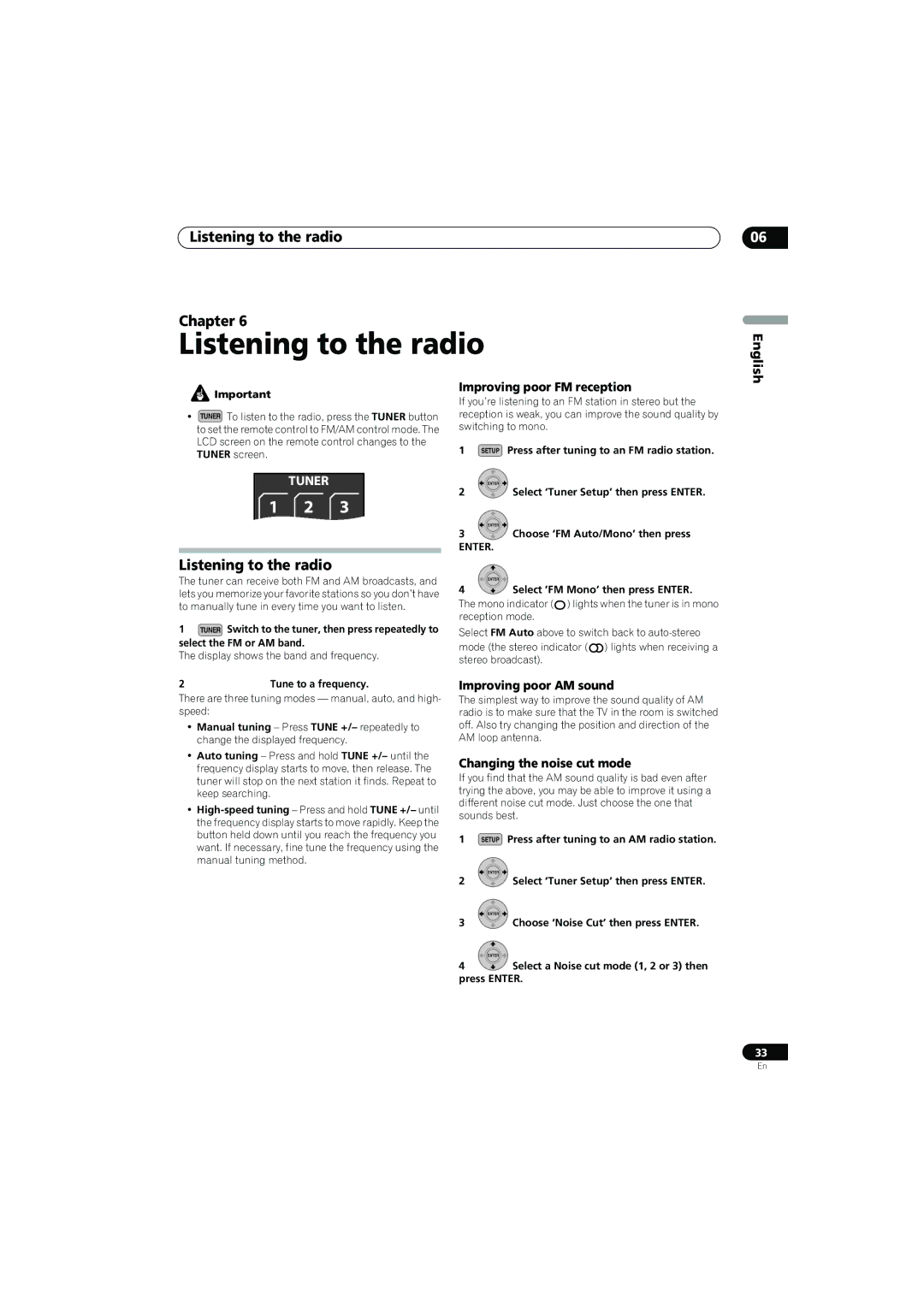 Pioneer SX-LX70SW operating instructions Listening to the radio Chapter 