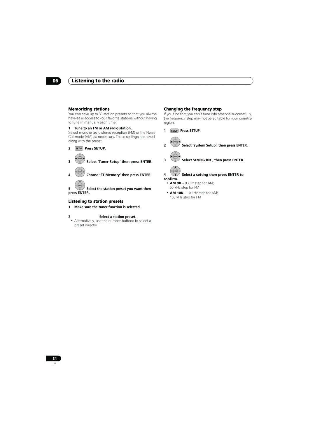 Pioneer SX-LX70SW operating instructions Memorizing stations, Listening to station presets, Changing the frequency step 