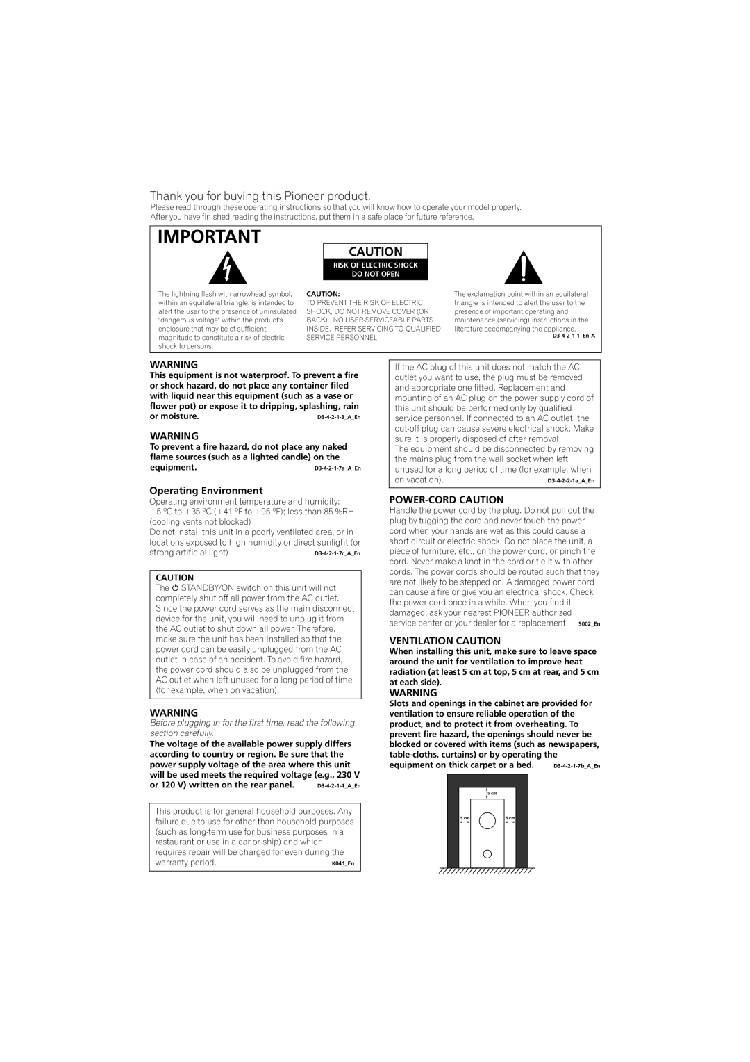 Pioneer HTP-330, SX-SW330, S-ST330 operating instructions Thank you for buying this Pioneer product, Operating Environment 