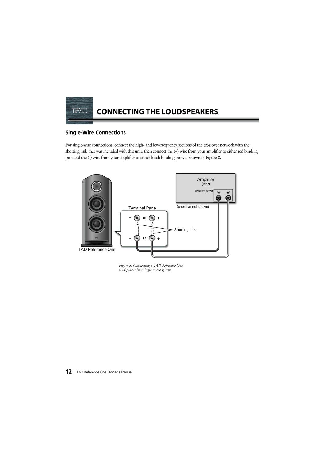 Pioneer TAD-R1 owner manual Connecting the Loudspeakers, Single-Wire Connections 