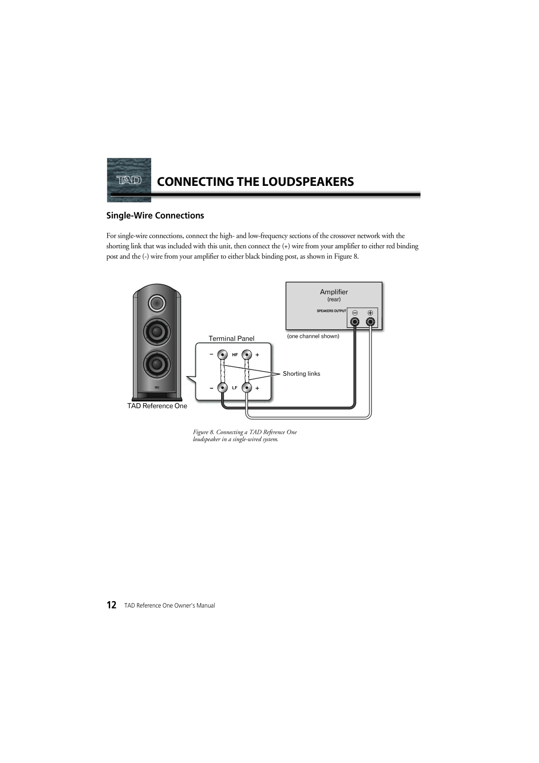Pioneer TAD-R1 owner manual Connecting The Loudspeakers, Single-WireConnections 