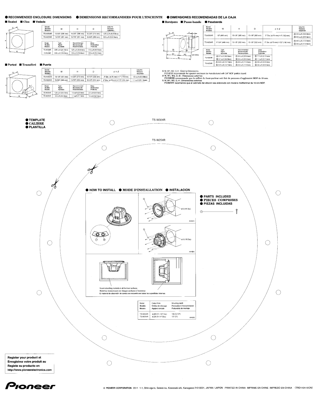 Pioneer TS-W304R instruction manual =~ur 