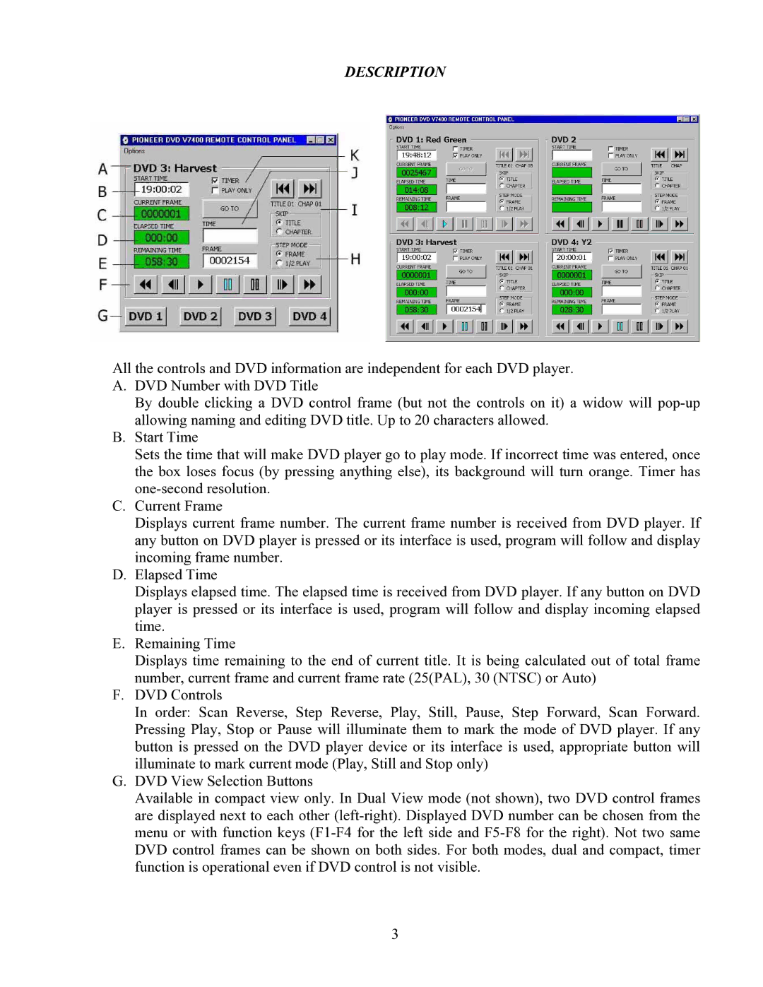 Pioneer V7400 manual Description 