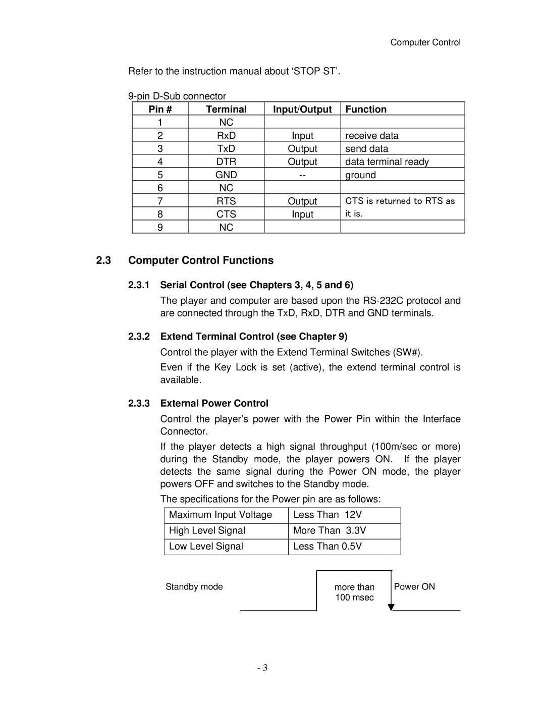 Pioneer V8000 manual Computer Control Functions, Serial Control see Chapters 3, 4, 5, Extend Terminal Control see Chapter 