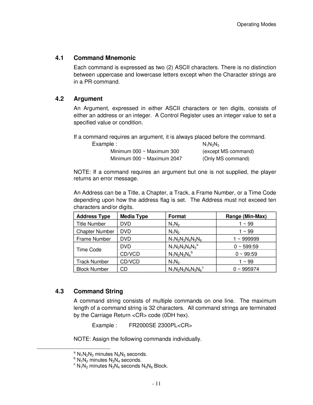 Pioneer V8000 manual Command Mnemonic, Argument, Command String 