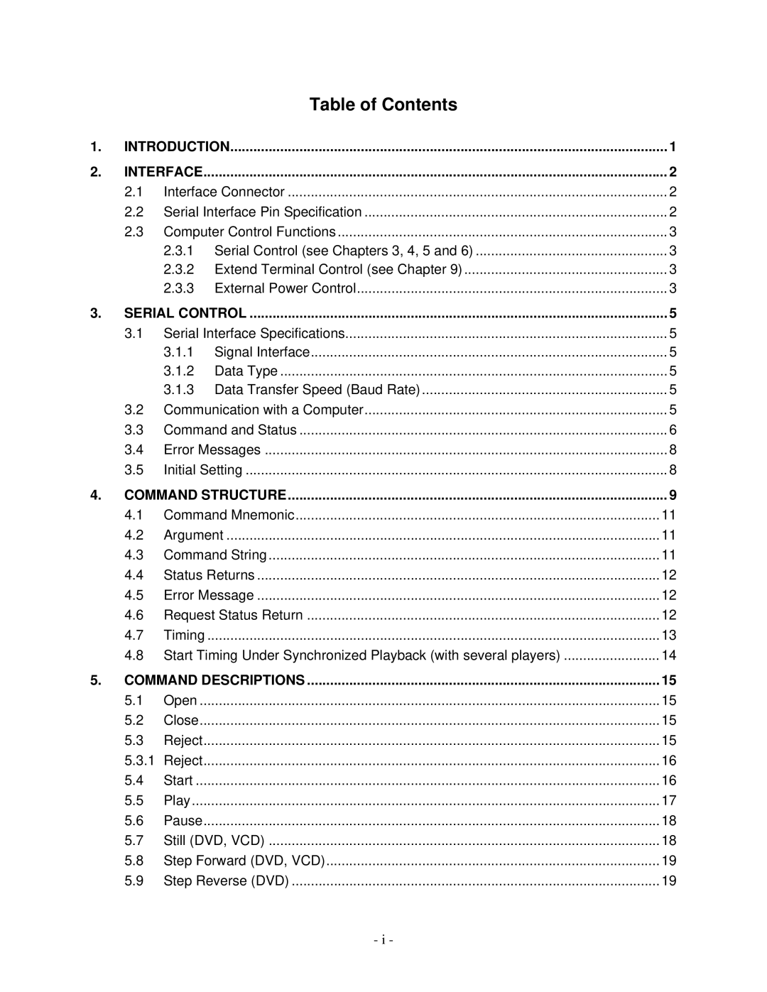 Pioneer V8000 manual Table of Contents 