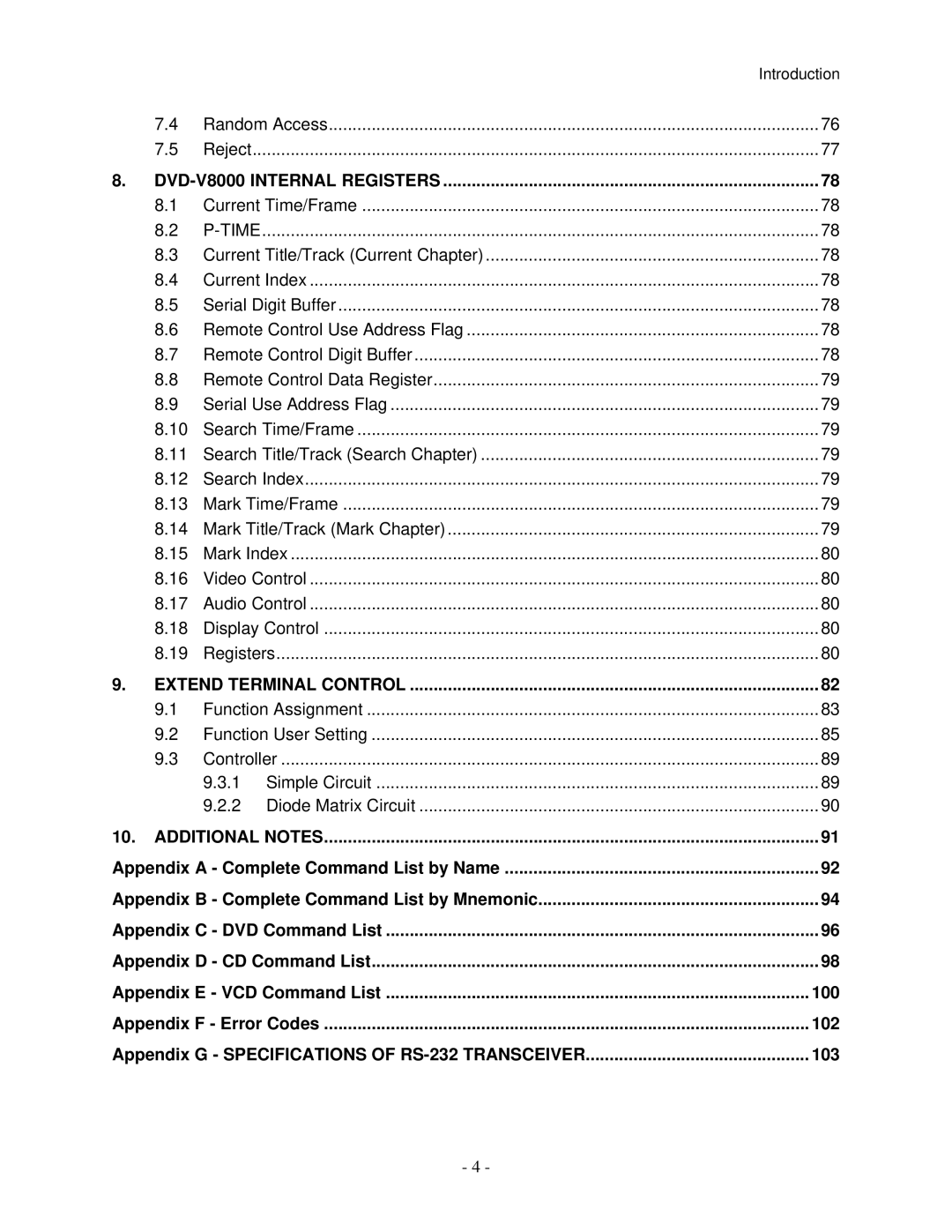 Pioneer V8000 manual 100, 102, 103 