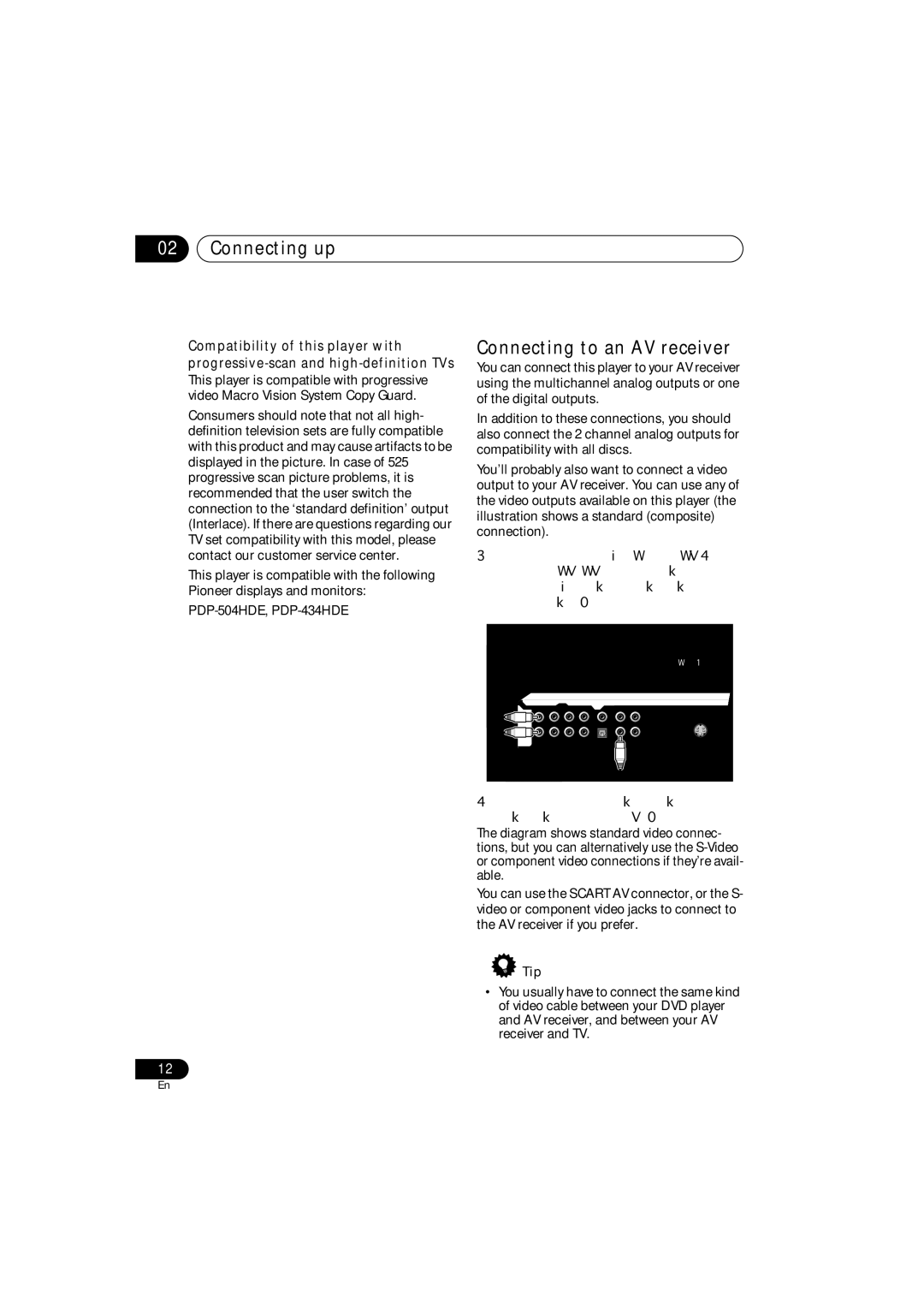 Pioneer VRB1332-A operating instructions Connecting to an AV receiver, Tip 