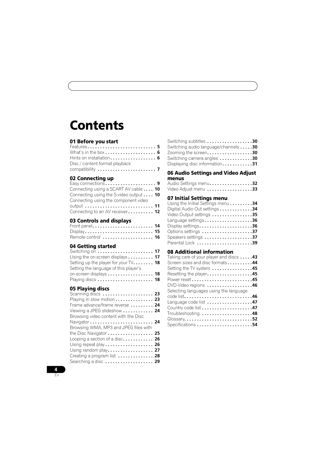 Pioneer VRB1332-A operating instructions Contents 