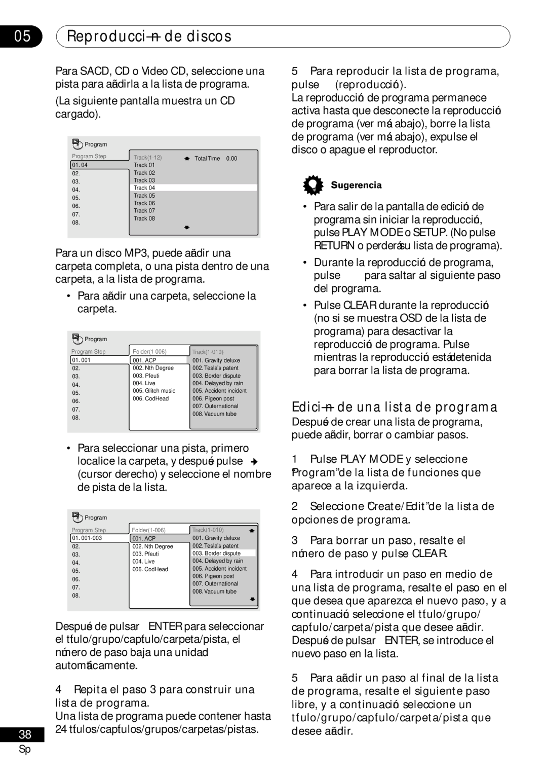 Pioneer VRD1160-A Edición de una lista de programa, Para reproducir la lista de programa, Pulse 3 reproducción 