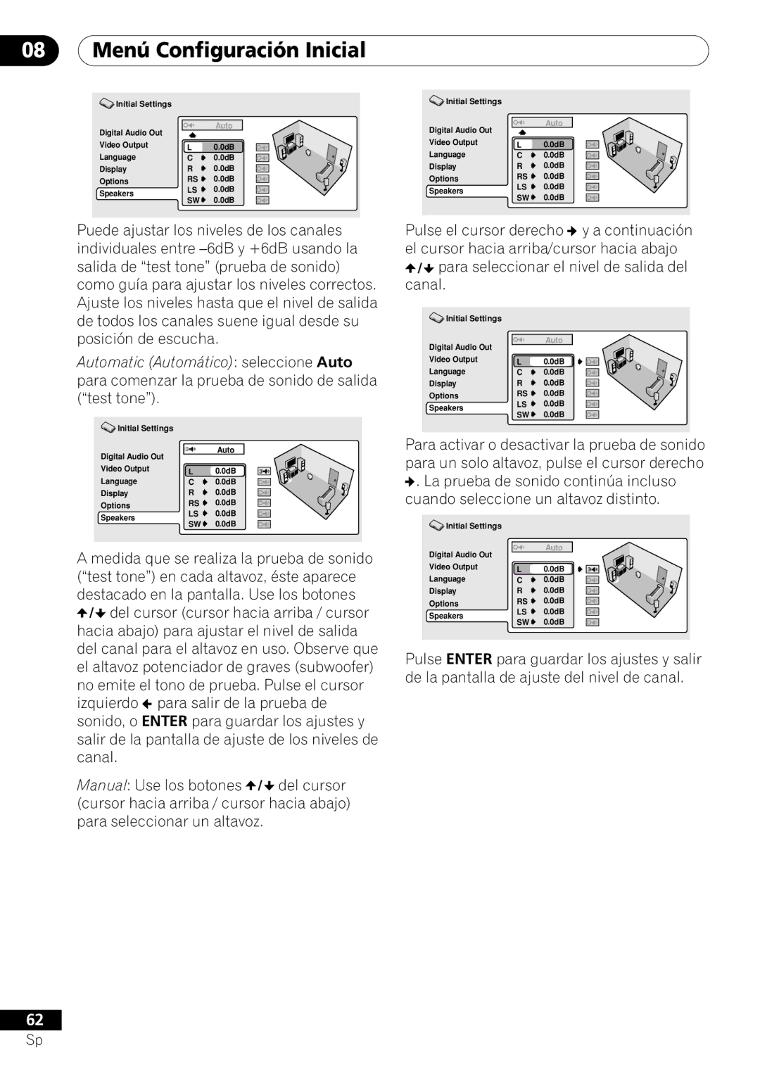 Pioneer VRD1160-A operating instructions 08 Menú Configuración Inicial 