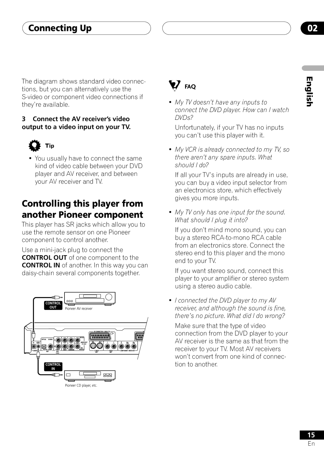 Pioneer VRD1160-A operating instructions Controlling this player from another Pioneer component, Control OUT 