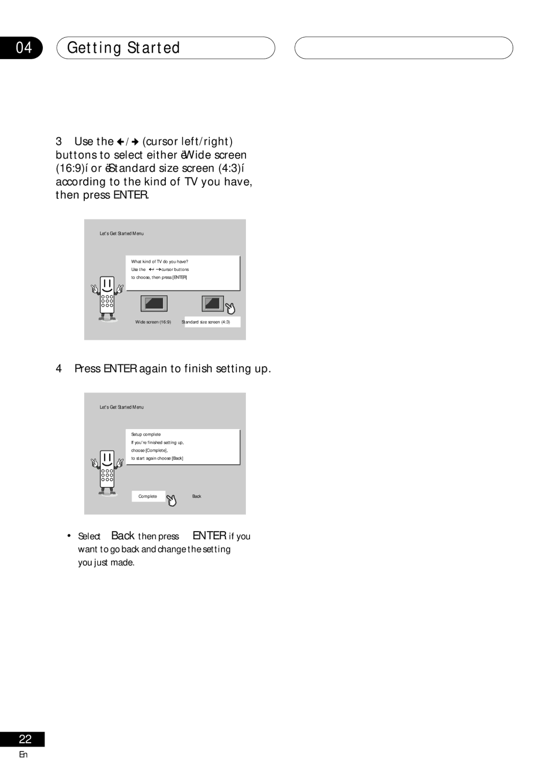 Pioneer VRD1160-A operating instructions Getting Started, Press Enter again to finish setting up 