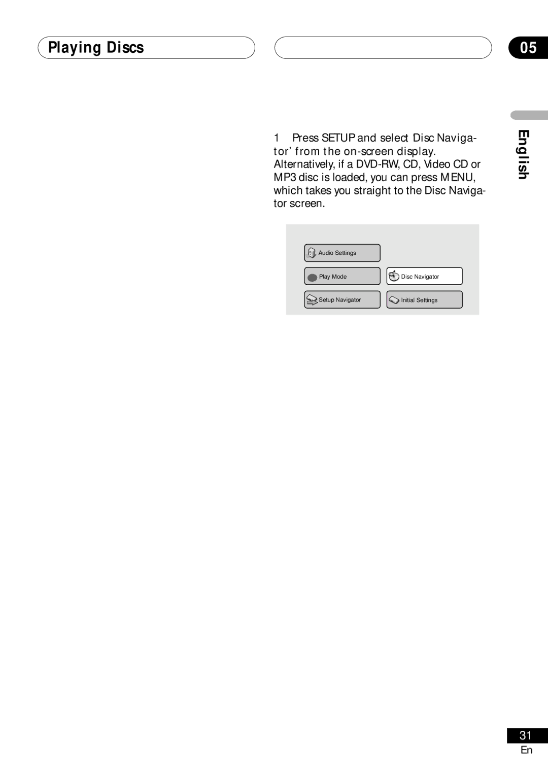 Pioneer VRD1160-A Playing Discs Introduction, Using the Disc Navigator to browse the contents of a disc 