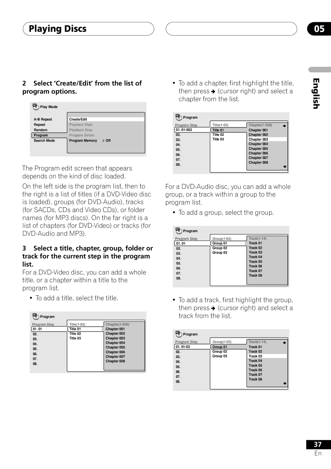 Pioneer VRD1160-A operating instructions Select ‘Create/Edit’ from the list of program options 