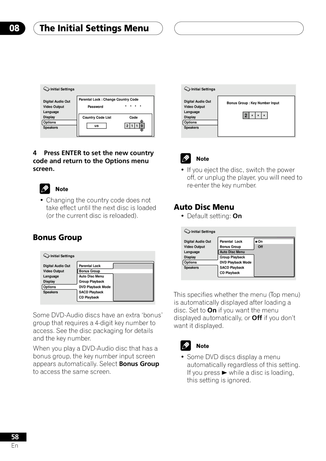 Pioneer VRD1160-A operating instructions Bonus Group, Auto Disc Menu 