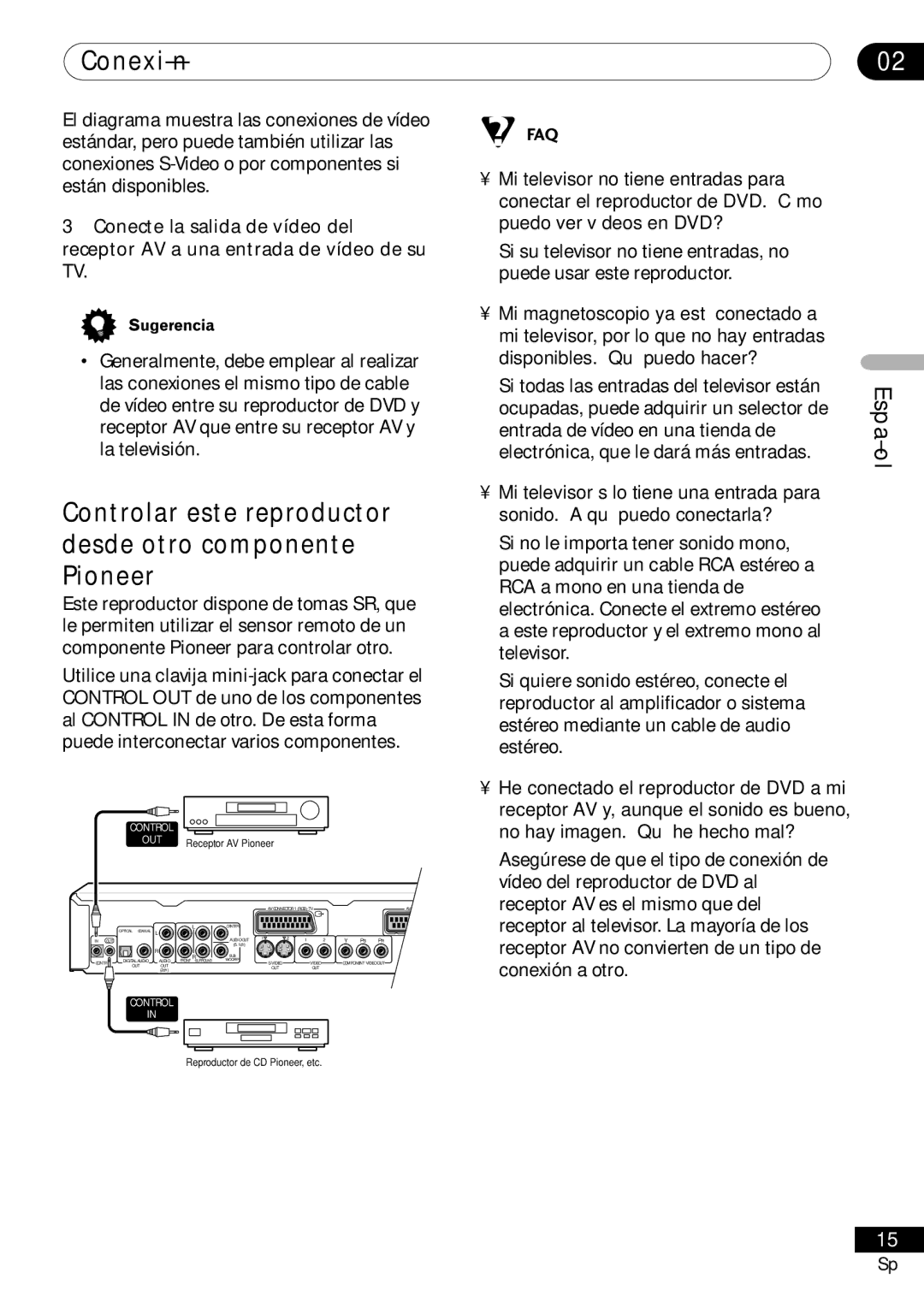 Pioneer VRD1160-A operating instructions Controlar este reproductor desde otro componente Pioneer, Receptor AV Pioneer 