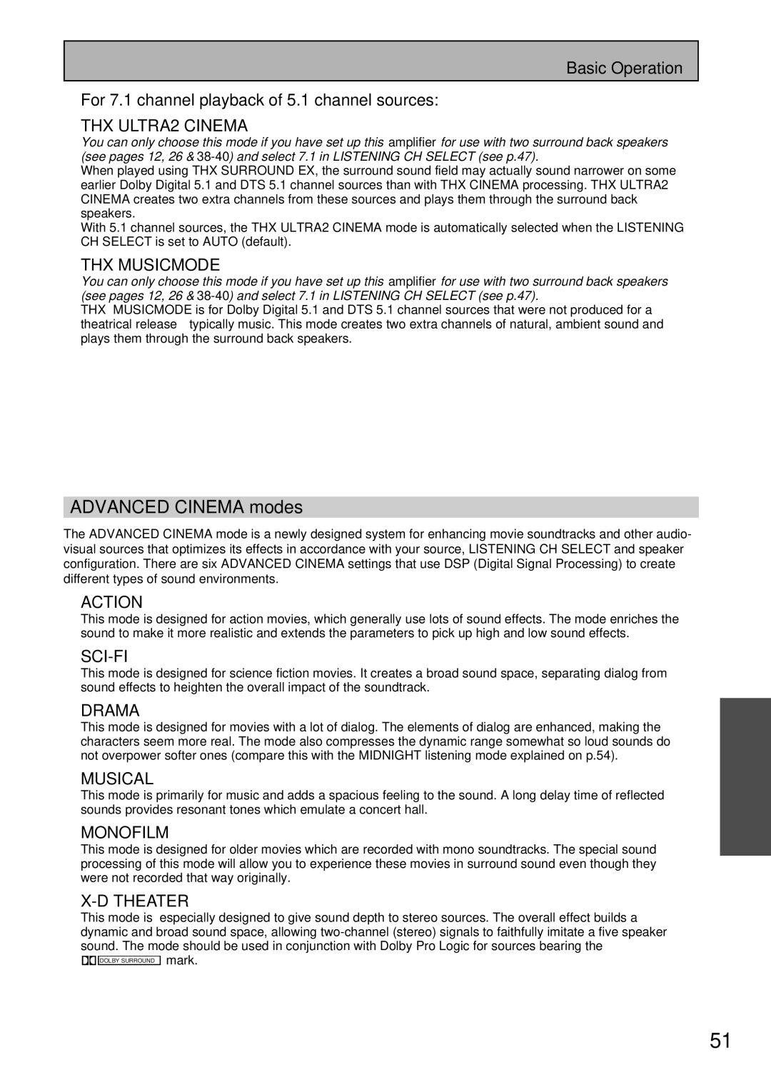 Pioneer VSA-AX10 operating instructions Advanced Cinema modes, THX ULTRA2 Cinema 