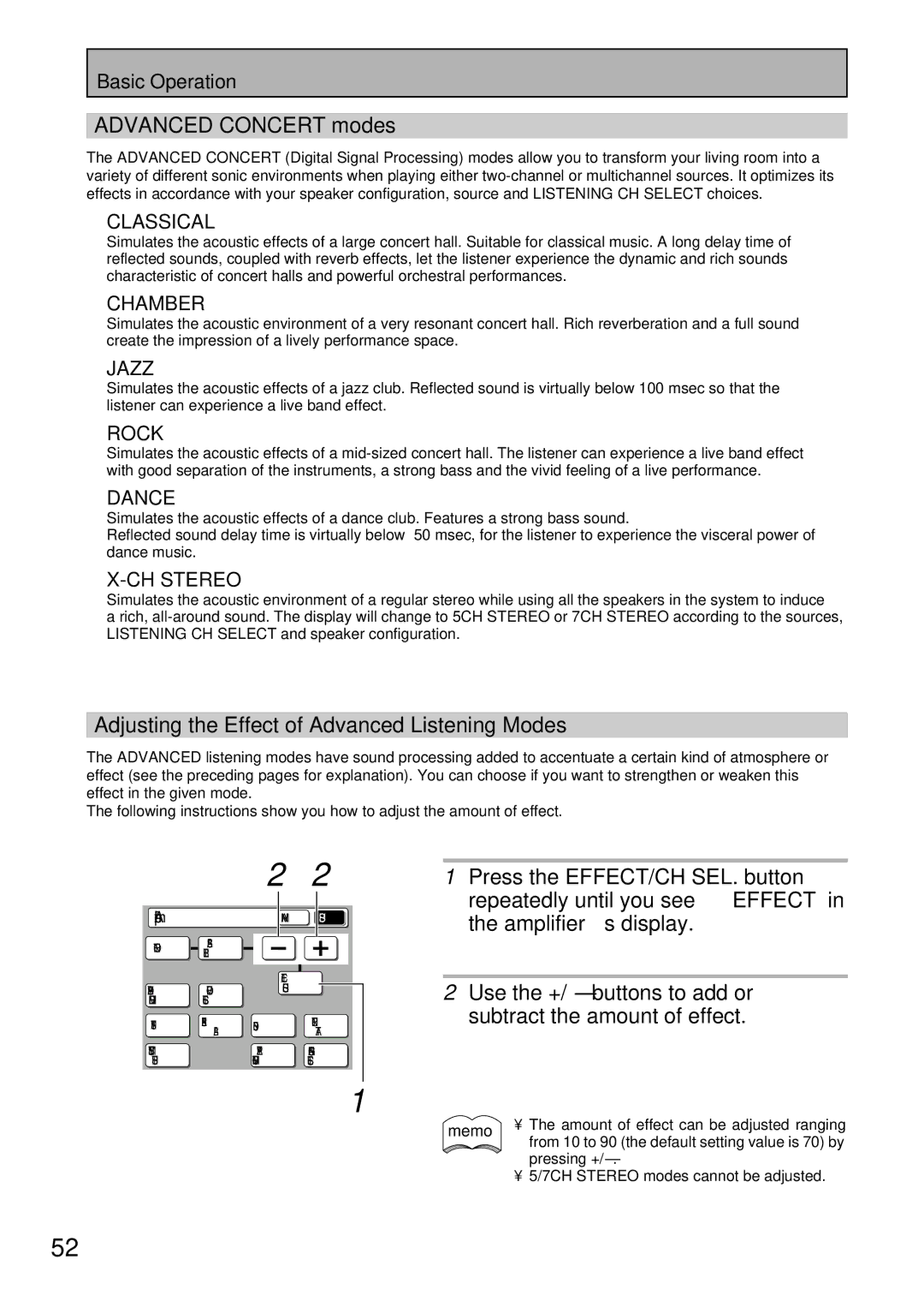 Pioneer VSA-AX10 operating instructions Advanced Concert modes, Adjusting the Effect of Advanced Listening Modes 