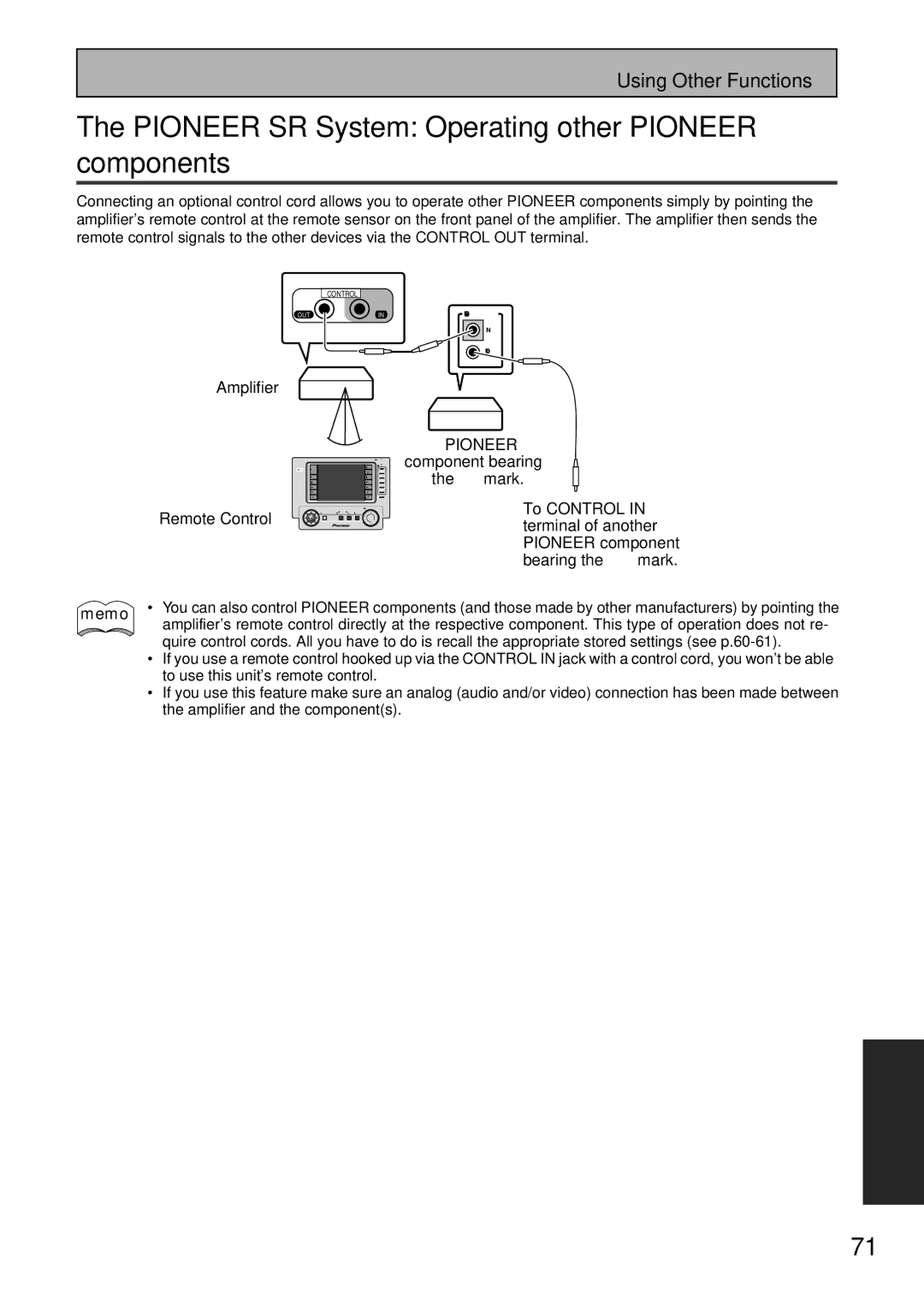 Pioneer VSA-AX10 operating instructions Pioneer SR System Operating other Pioneer components 