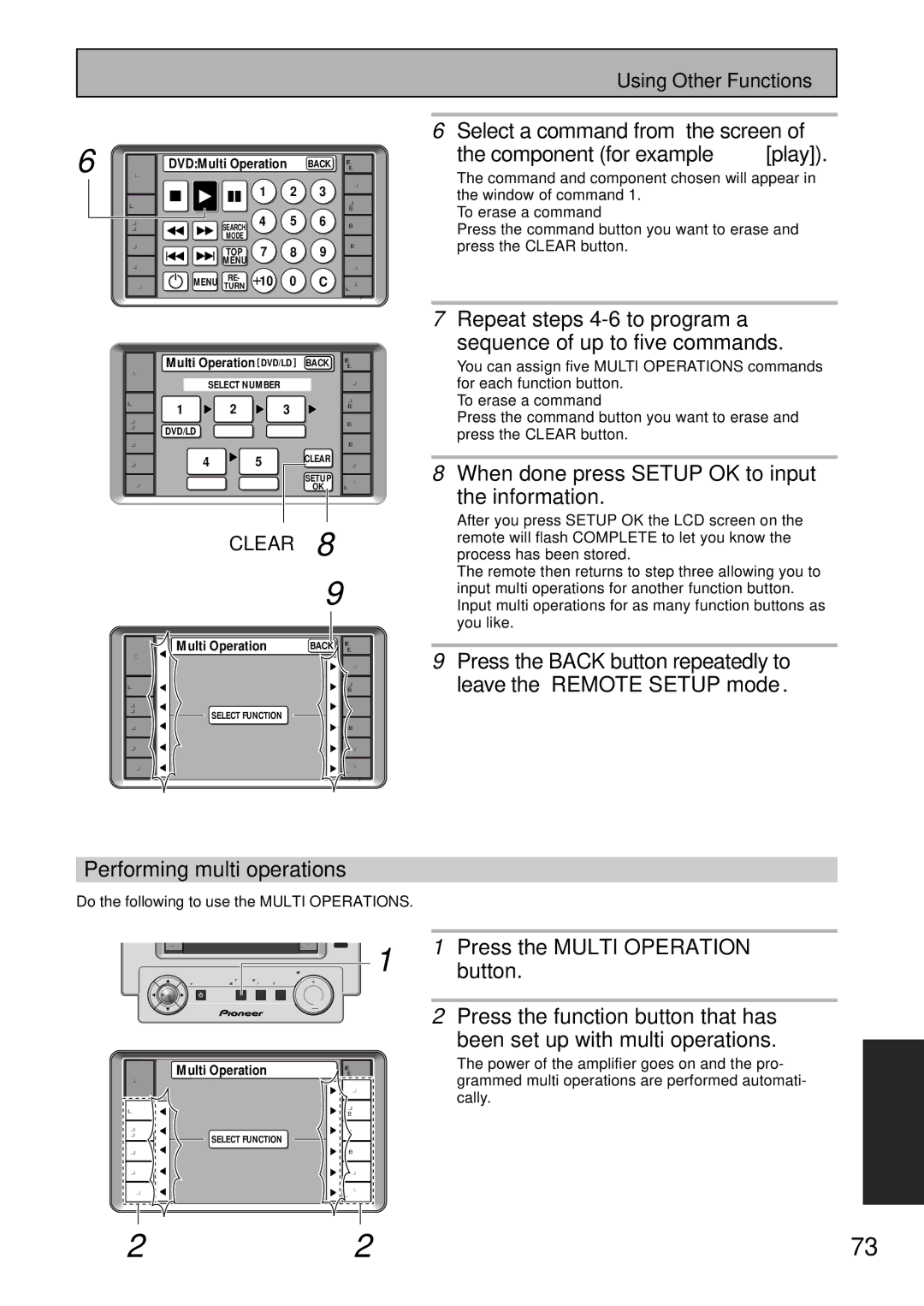 Pioneer VSA-AX10 operating instructions When done press Setup OK to input Information, DVDMulti Operation 