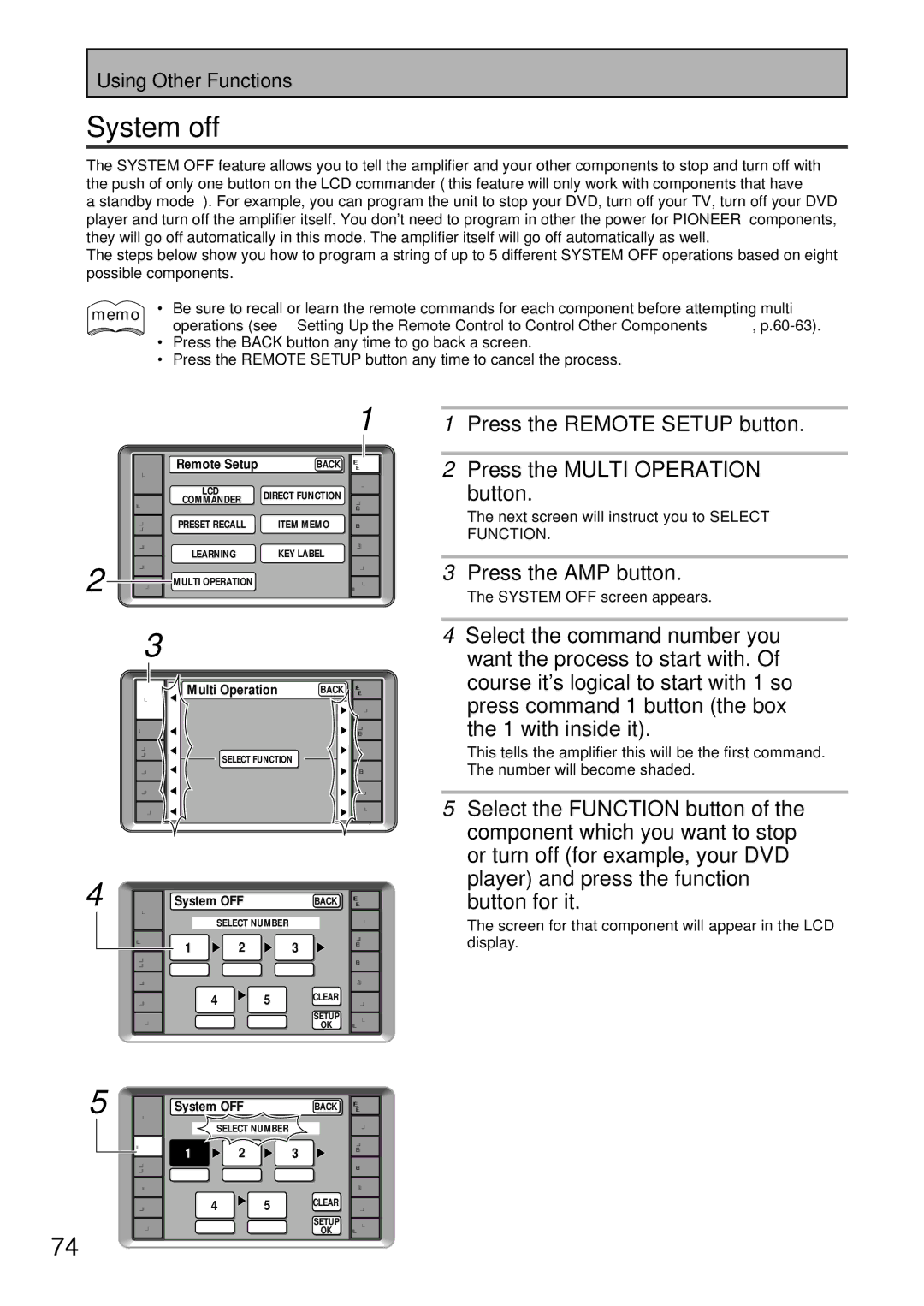 Pioneer VSA-AX10 operating instructions System off, Select the command number you, Want the process to start with 