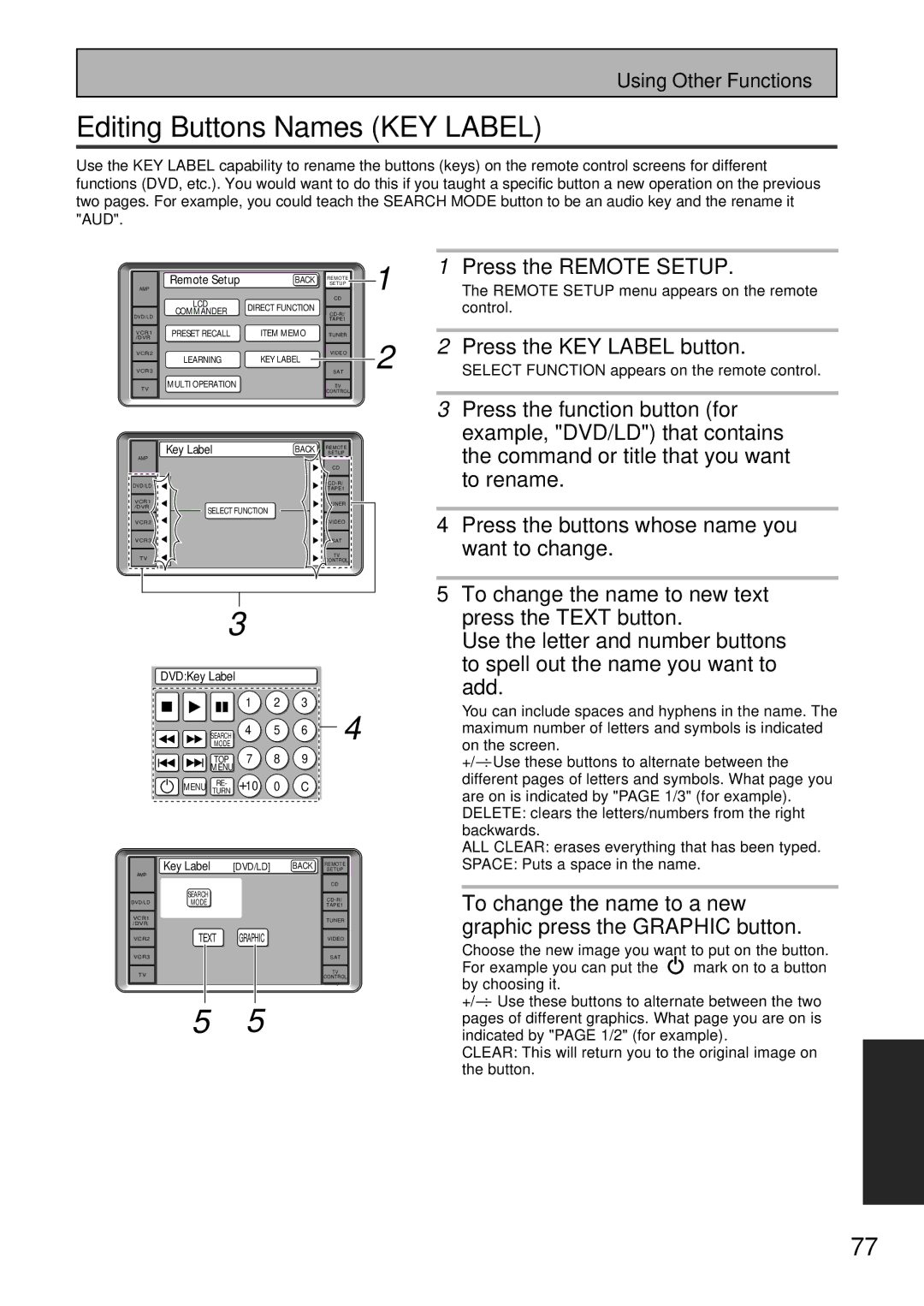 Pioneer VSA-AX10 operating instructions Editing Buttons Names KEY Label 