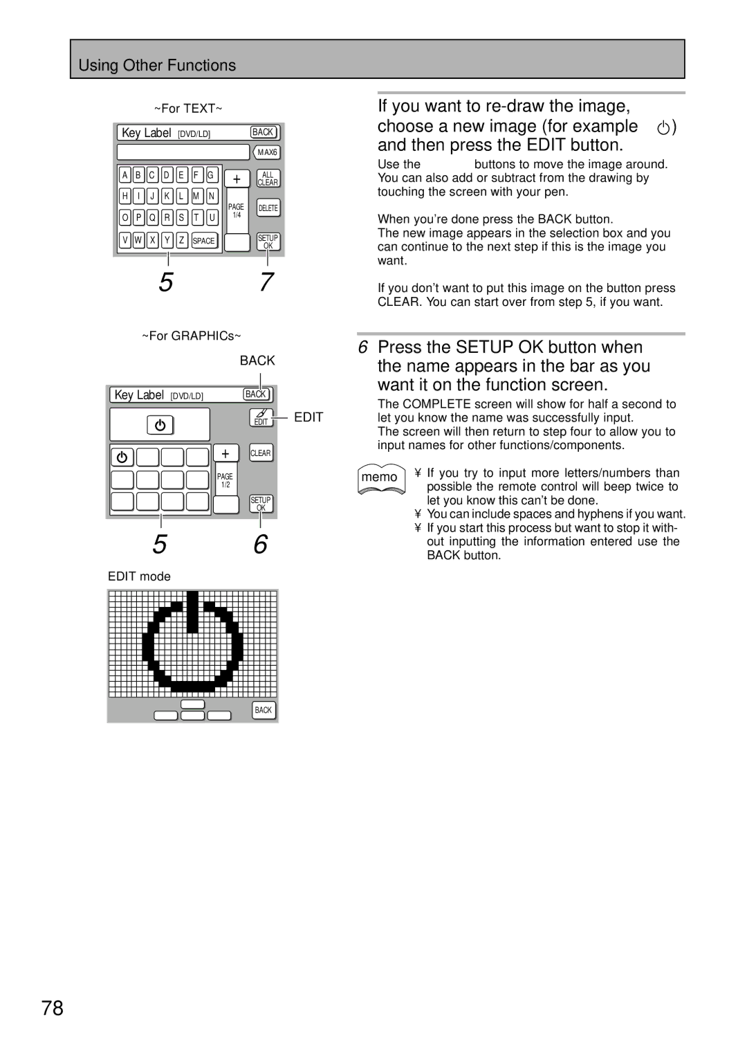 Pioneer VSA-AX10 operating instructions ~For TEXT~, ~For GRAPHICs~, Edit mode 