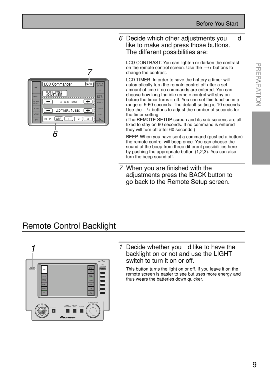 Pioneer VSA-AX10 operating instructions Remote Control Backlight, Use Lock 