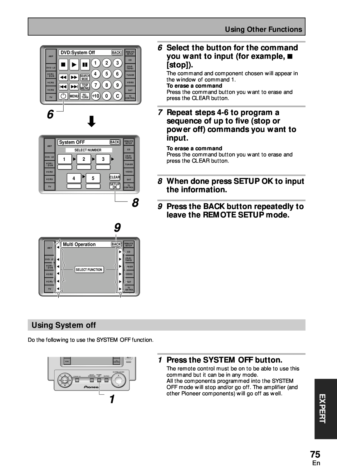 Pioneer VSA-AX10 Repeat steps 4-6to program a, sequence of up to five stop or, power off commands you want to, input 