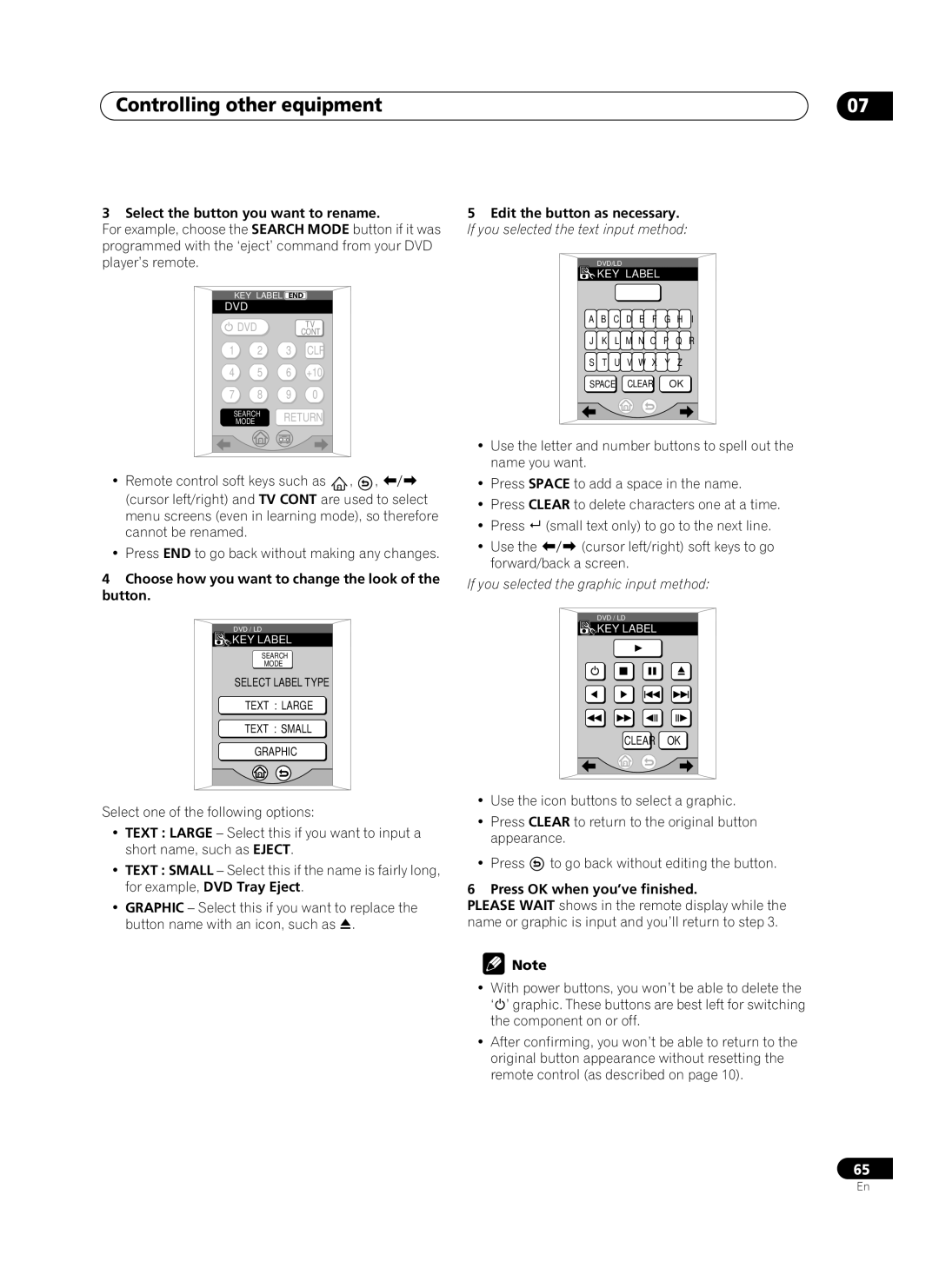 Pioneer VSA-AX10Ai manual Select the button you want to rename, Choose how you want to change the look of the button 