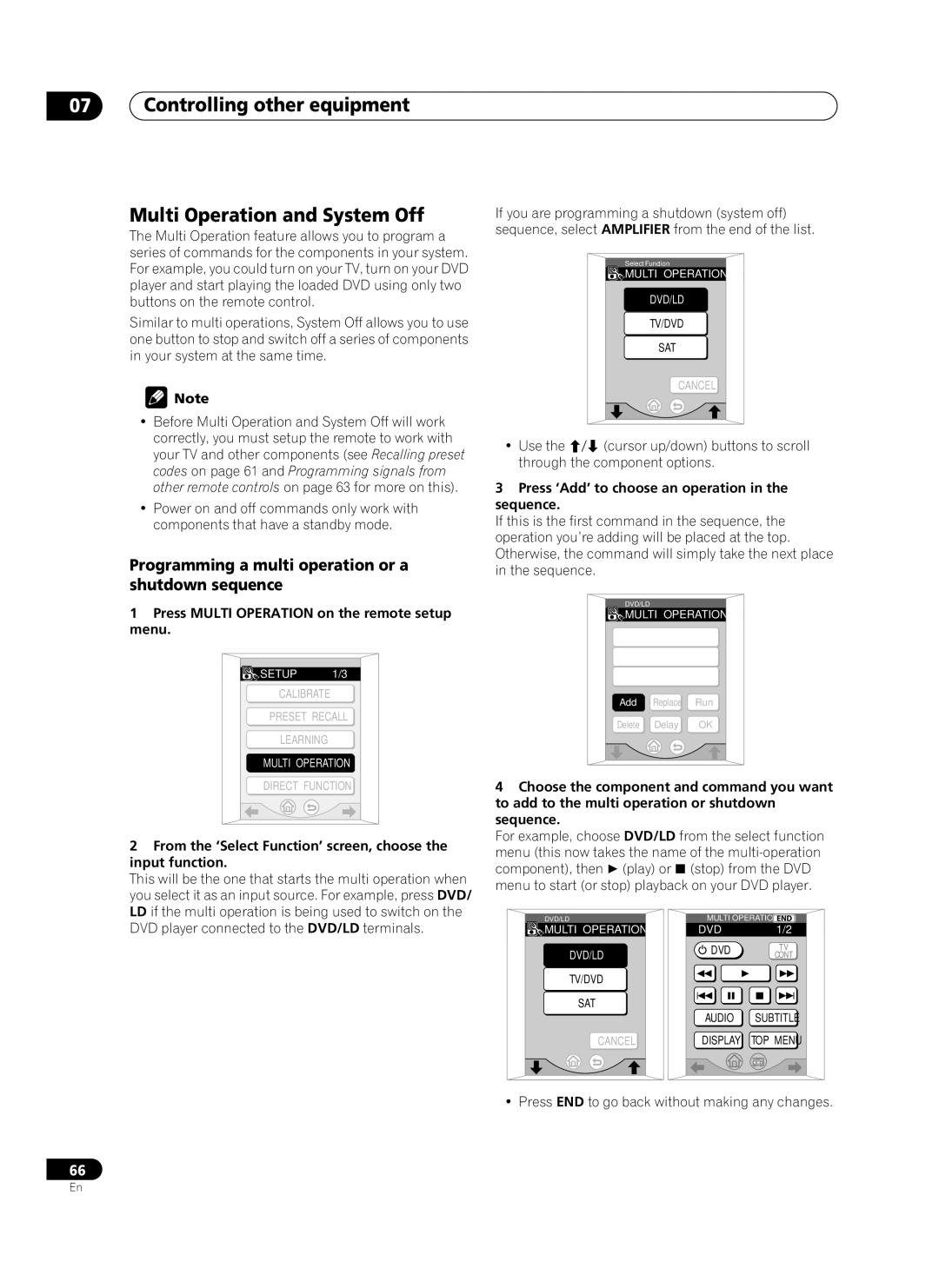 Pioneer VSA-AX10Ai manual Controlling other equipment Multi Operation and System Off 