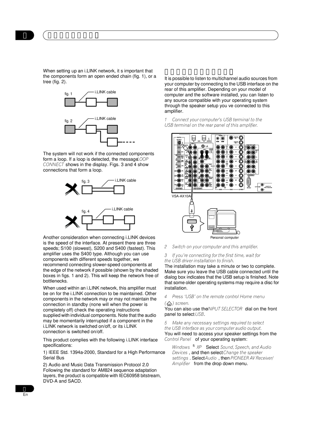 Pioneer VSA-AX10Ai manual Using the USB interface, Press ‘USB’ on the remote control Home menu Screen 