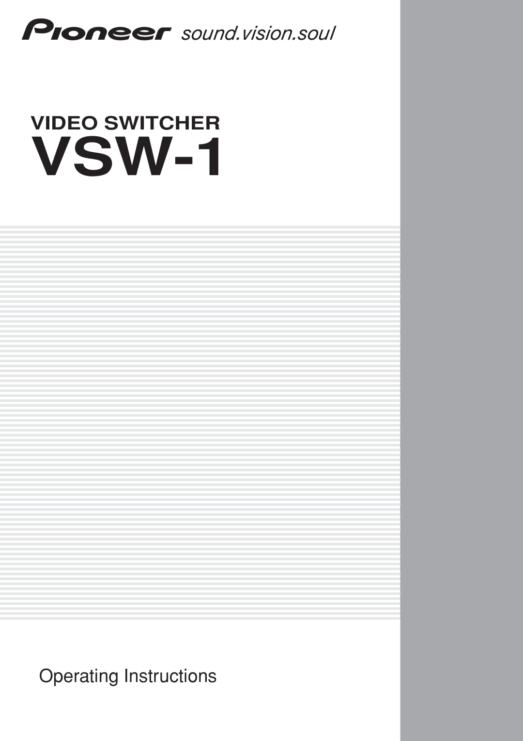 Pioneer VSW-1 2 manual 