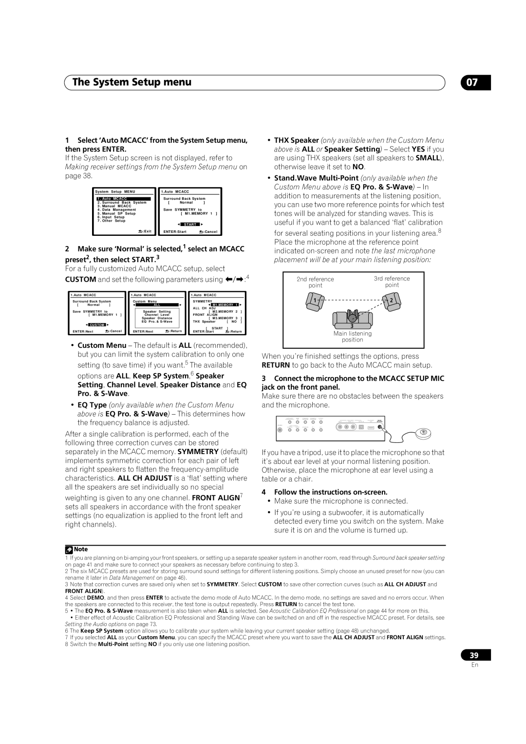 Pioneer VSX-01TXH manual System Setup menu, Options are ALL , Keep SP System , 6 Speaker, Pro. & S-Wave 