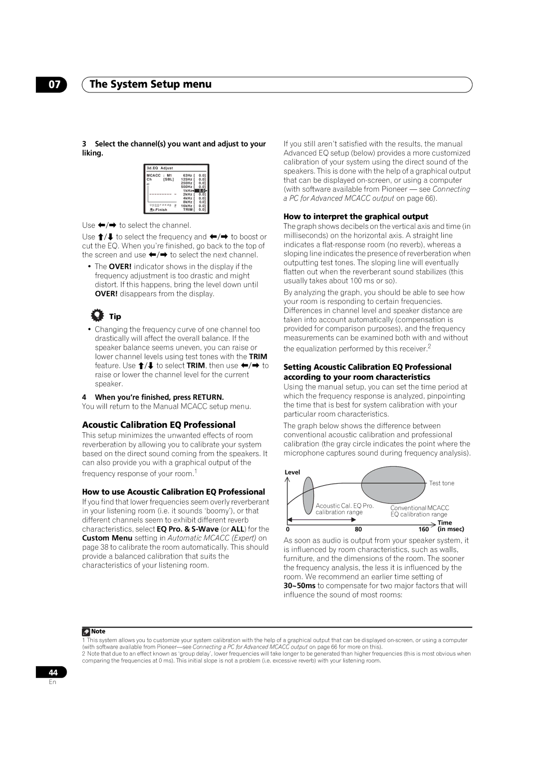 Pioneer VSX-01TXH manual How to use Acoustic Calibration EQ Professional, How to interpret the graphical output 