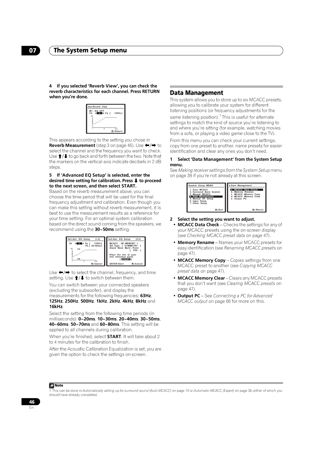 Pioneer VSX-01TXH manual Select ‘Data Management’ from the System Setup menu 