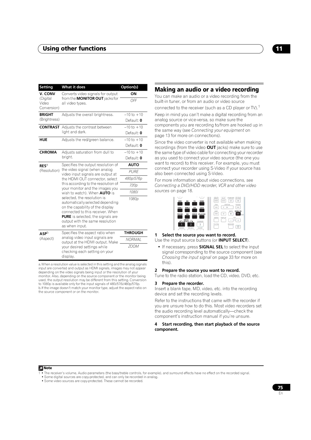 Pioneer VSX-01TXH manual Making an audio or a video recording, Select the source you want to record, Prepare the recorder 