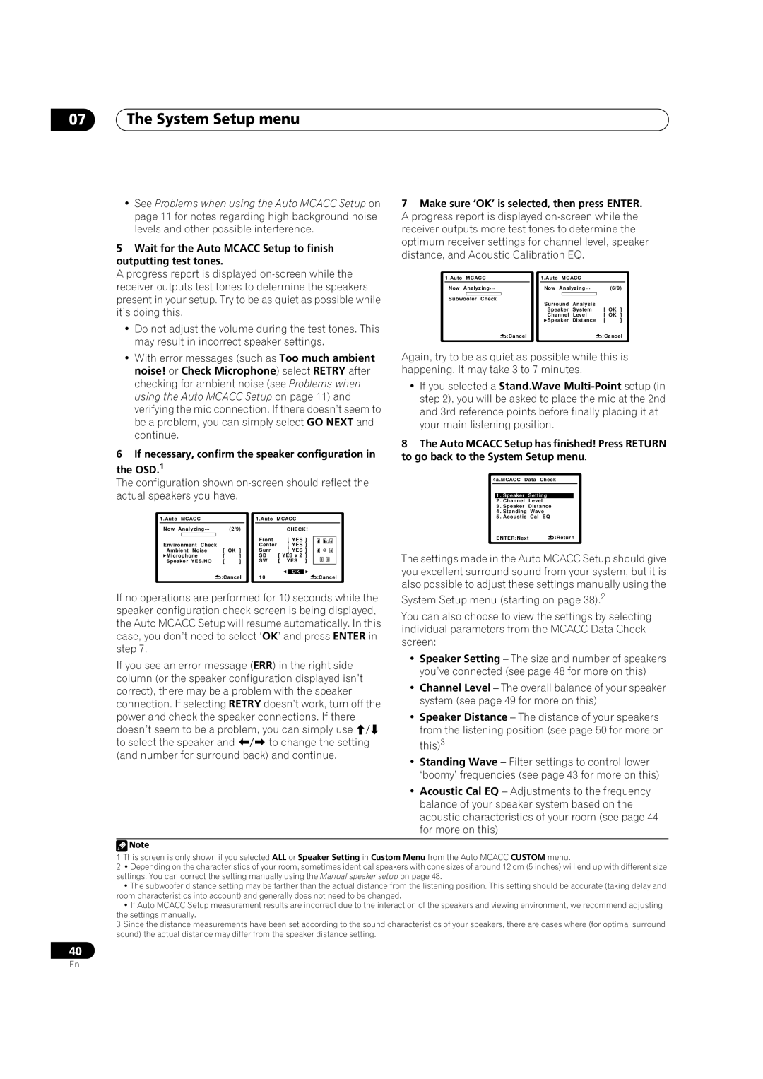 Pioneer VSX-01TXH manual 07The System Setup menu 
