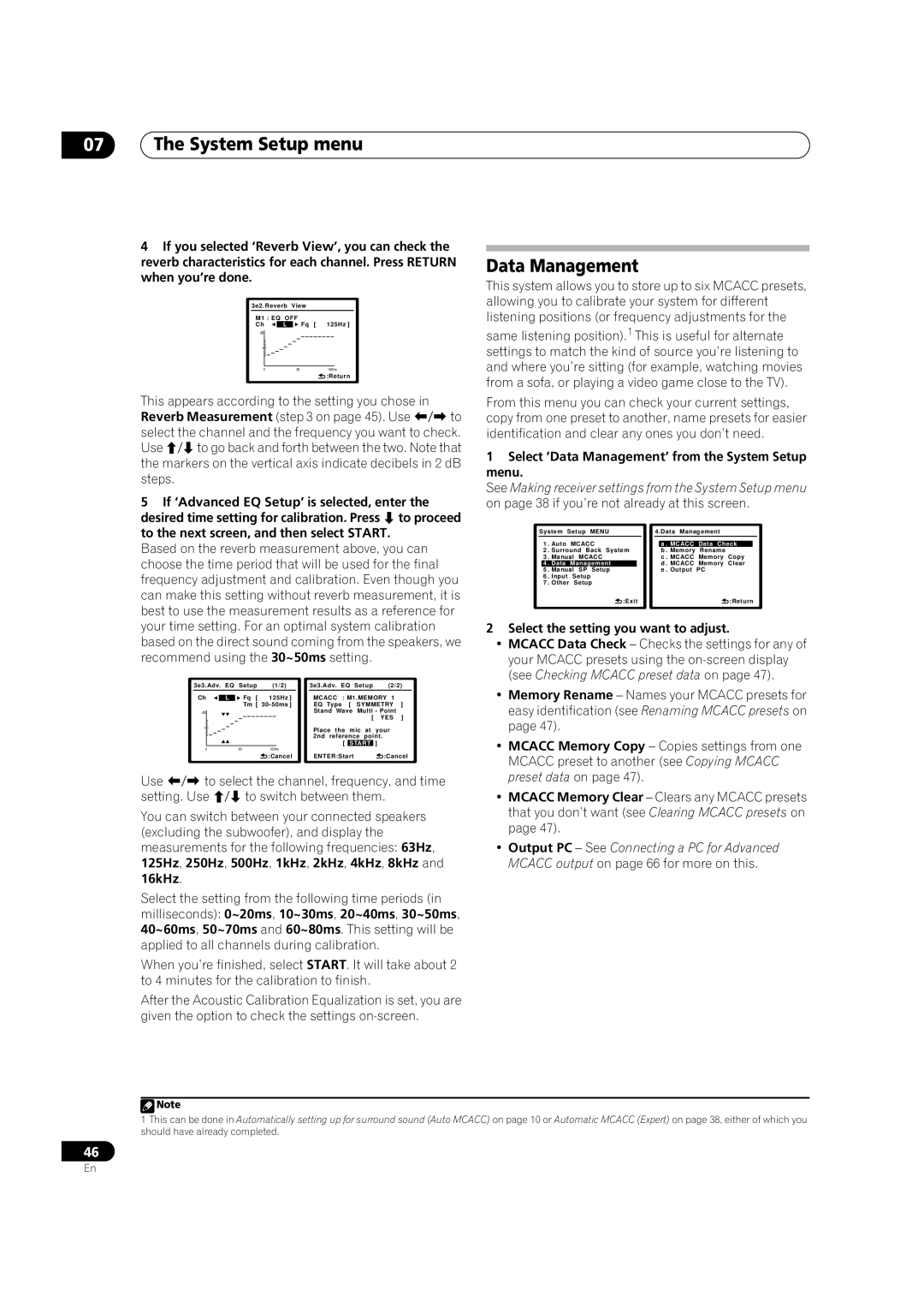 Pioneer VSX-01TXH manual Data Management, 07The System Setup menu 