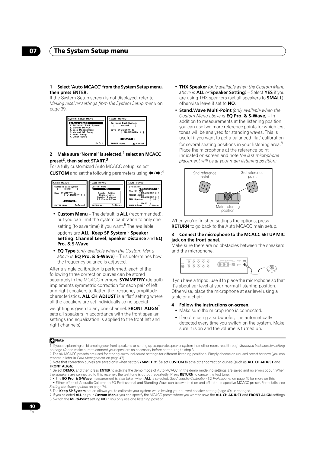 Pioneer VSX-03TXH manual System Setup menu, Options are ALL , Keep SP System , 6 Speaker, Pro. & S-Wave 