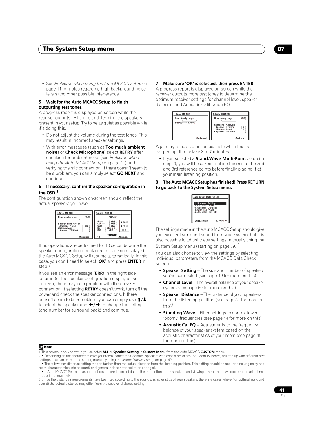 Pioneer VSX-03TXH manual If necessary, confirm the speaker configuration in the OSD.1 