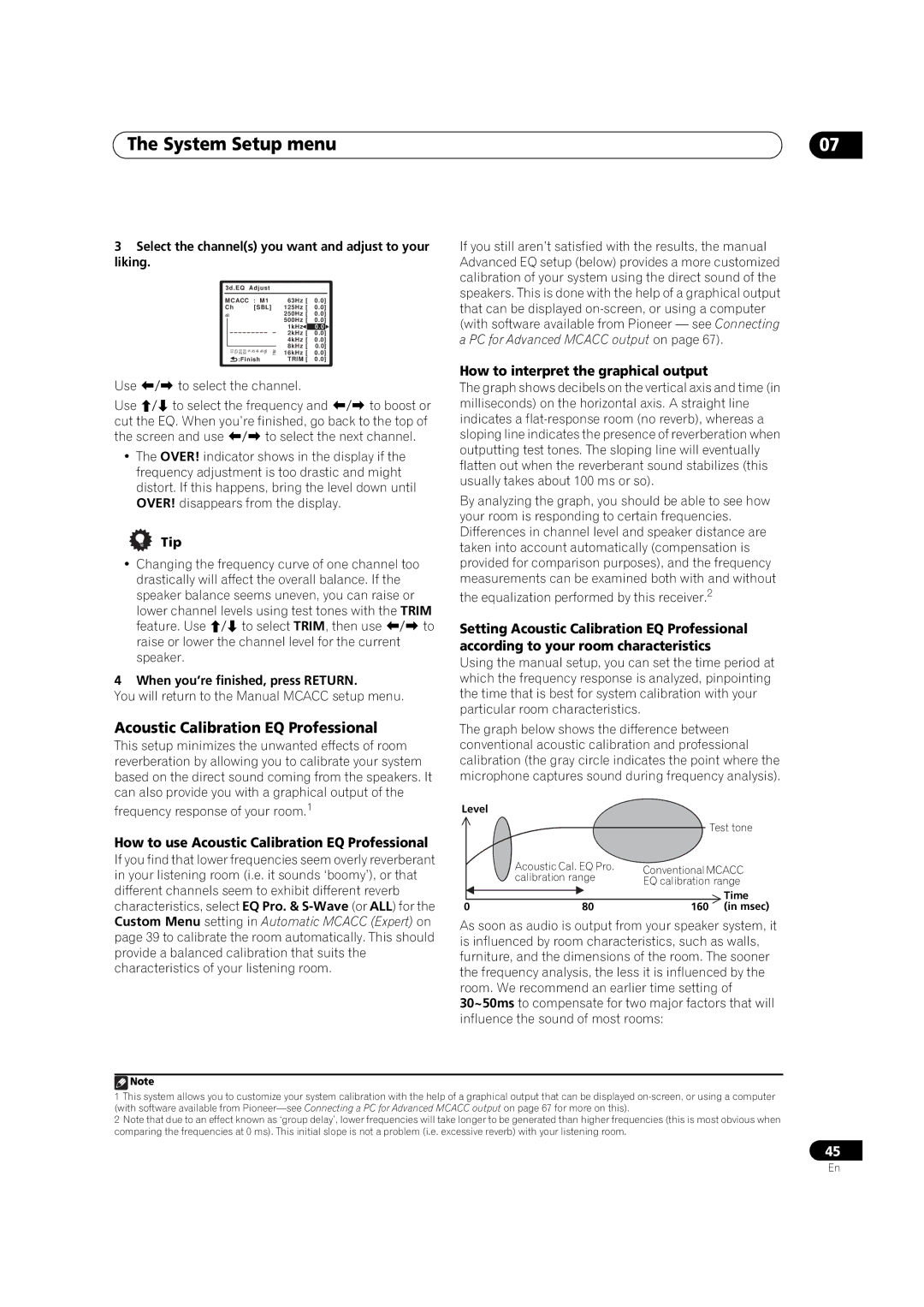 Pioneer VSX-03TXH manual How to use Acoustic Calibration EQ Professional, How to interpret the graphical output 