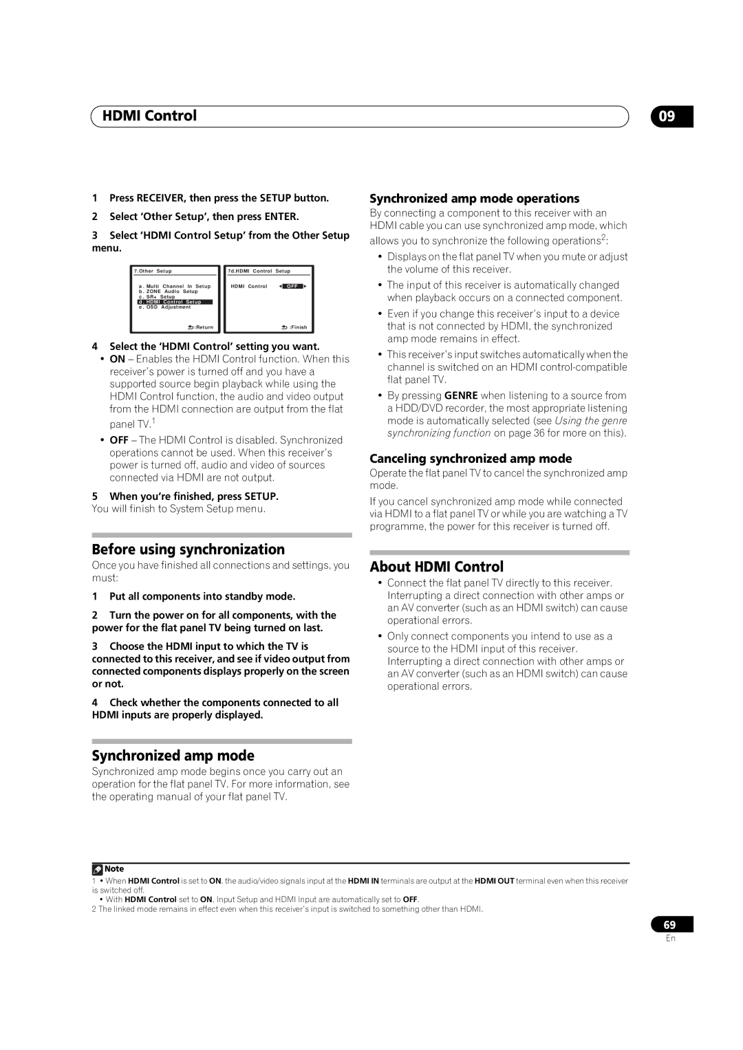 Pioneer VSX-03TXH manual Before using synchronization, About Hdmi Control, Synchronized amp mode 