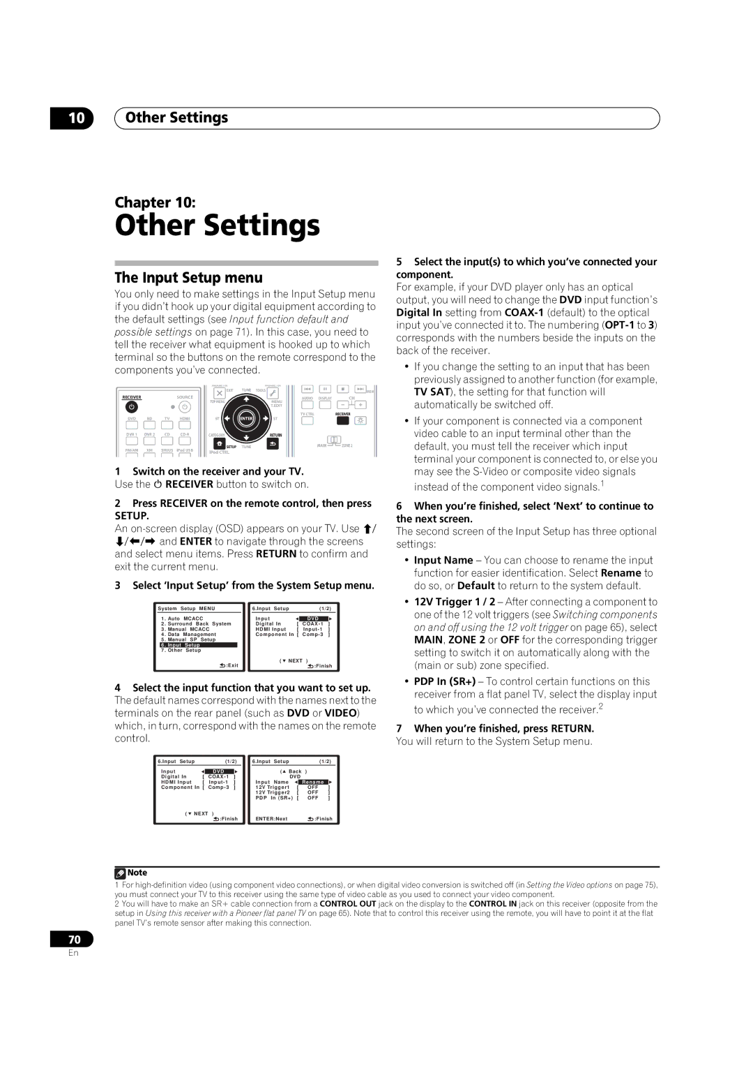 Pioneer VSX-03TXH manual Other Settings Chapter, Input Setup menu 