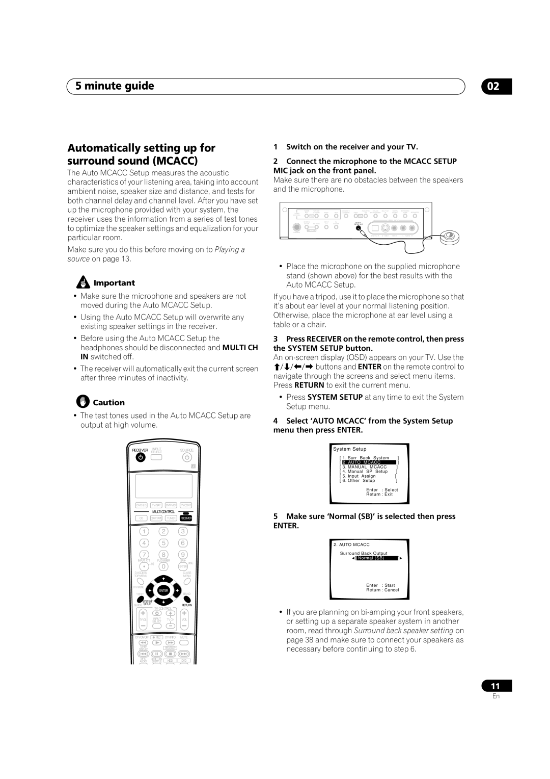 Pioneer VSX-1014TX manual Make sure ‘Normal SB’ is selected then press, Enter 