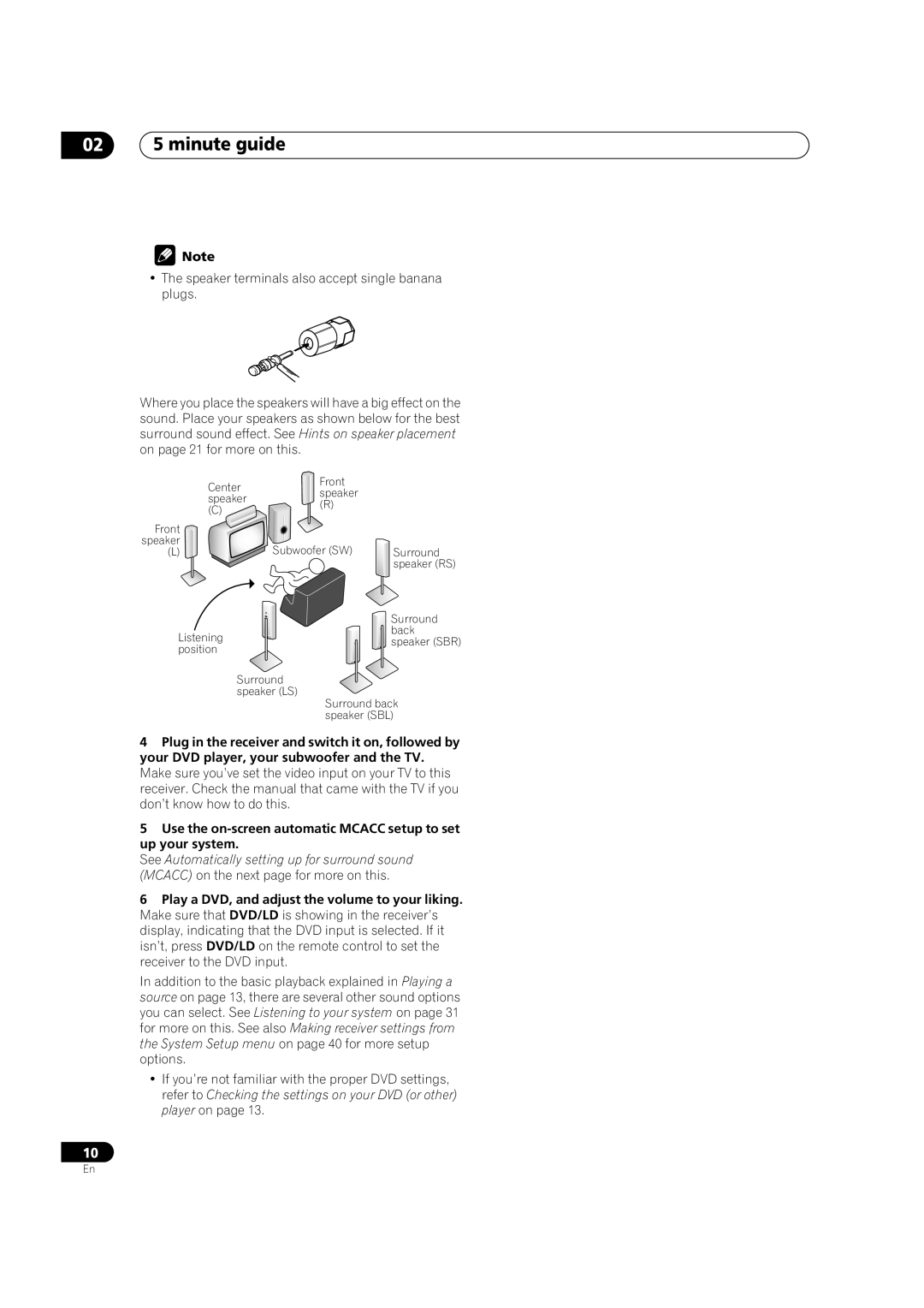 Pioneer VSX-1015TX operating instructions minute guide 