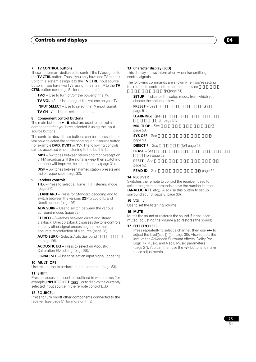 Pioneer VSX-1016TXV-K operating instructions Multi OPE, Shift, Source, Mute, Effect/Ch Sel 