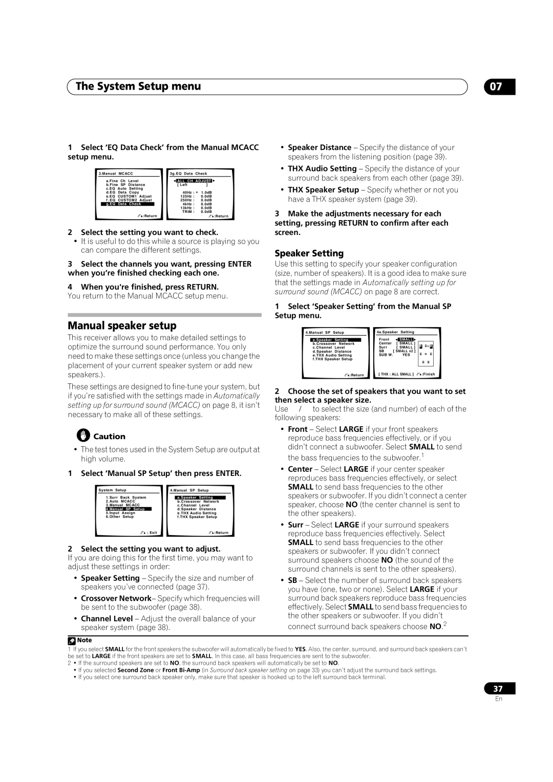 Pioneer VSX-1016TXV-K operating instructions Manual speaker setup, Speaker Setting 