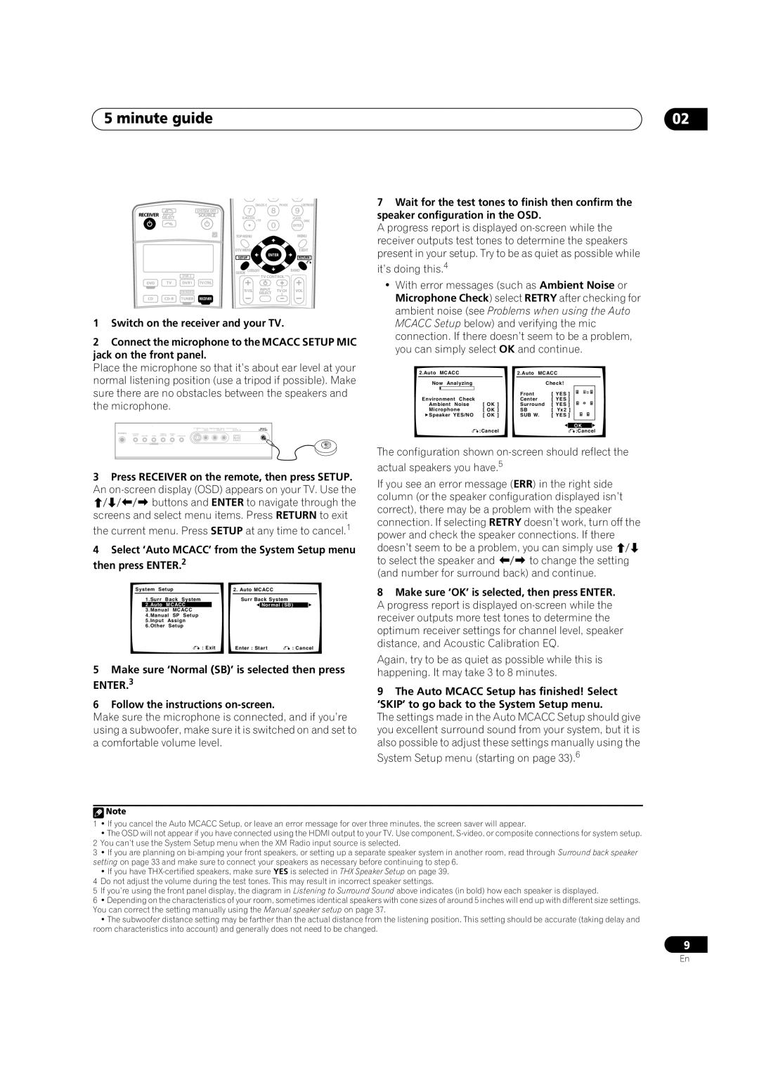 Pioneer VSX-1016TXV-K operating instructions minute guide 